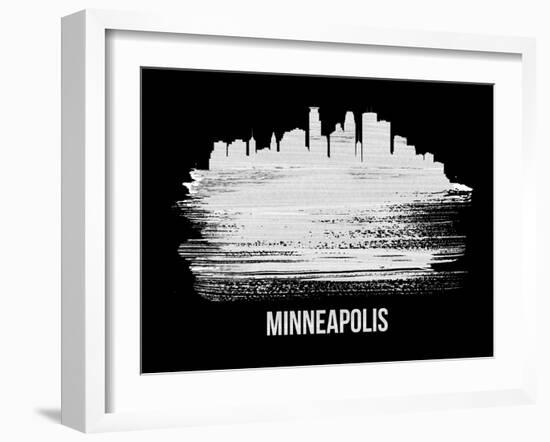 Minneapolis Skyline Brush Stroke - White-NaxArt-Framed Art Print