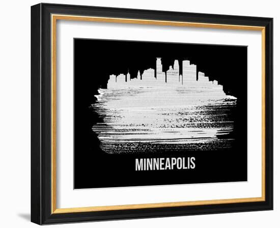 Minneapolis Skyline Brush Stroke - White-NaxArt-Framed Art Print