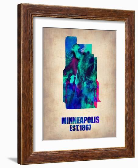 Minneapolis Watercolor Map-NaxArt-Framed Art Print