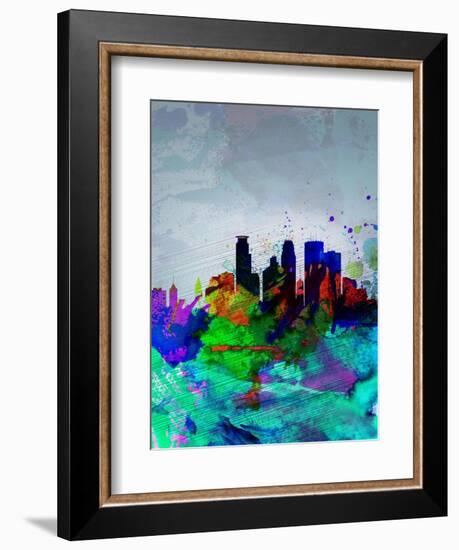 Minneapolis Watercolor Skyline-NaxArt-Framed Art Print