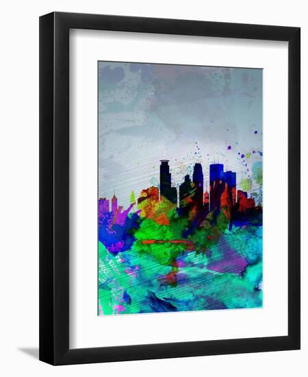 Minneapolis Watercolor Skyline-NaxArt-Framed Art Print