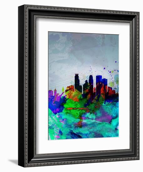 Minneapolis Watercolor Skyline-NaxArt-Framed Art Print