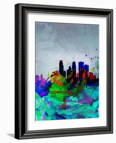 Minneapolis Watercolor Skyline-NaxArt-Framed Art Print