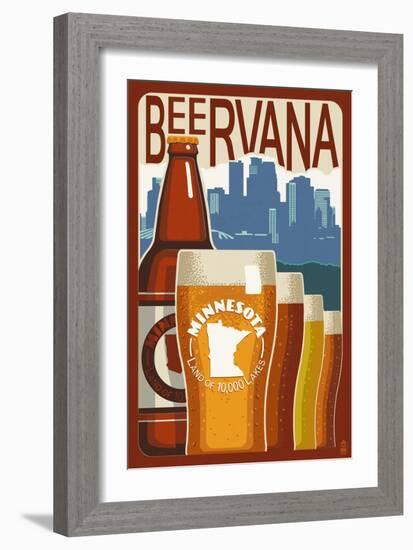 Minnesota - Beervana Vintage Sign-Lantern Press-Framed Art Print