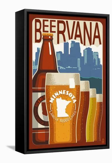 Minnesota - Beervana Vintage Sign-Lantern Press-Framed Stretched Canvas
