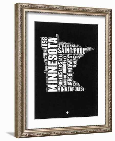 Minnesota Black and White Map-NaxArt-Framed Art Print