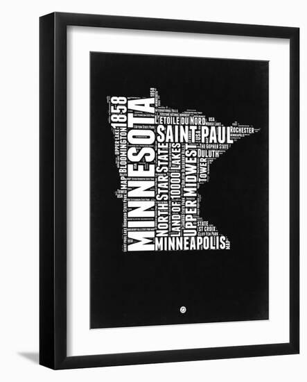 Minnesota Black and White Map-NaxArt-Framed Art Print