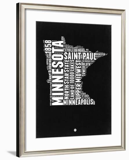 Minnesota Black and White Map-NaxArt-Framed Art Print