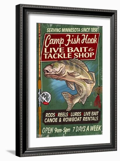 Minnesota - Camp Fish Hook-Lantern Press-Framed Art Print