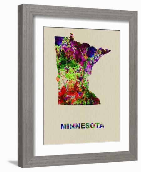 Minnesota Color Splatter Map-NaxArt-Framed Art Print