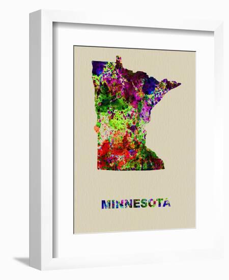 Minnesota Color Splatter Map-NaxArt-Framed Art Print