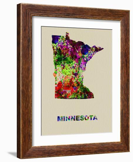 Minnesota Color Splatter Map-NaxArt-Framed Art Print