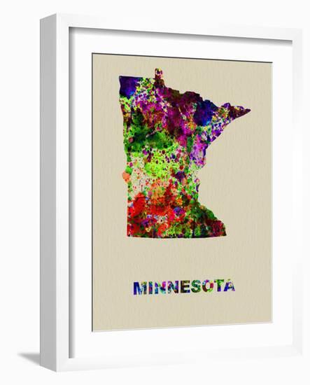 Minnesota Color Splatter Map-NaxArt-Framed Art Print