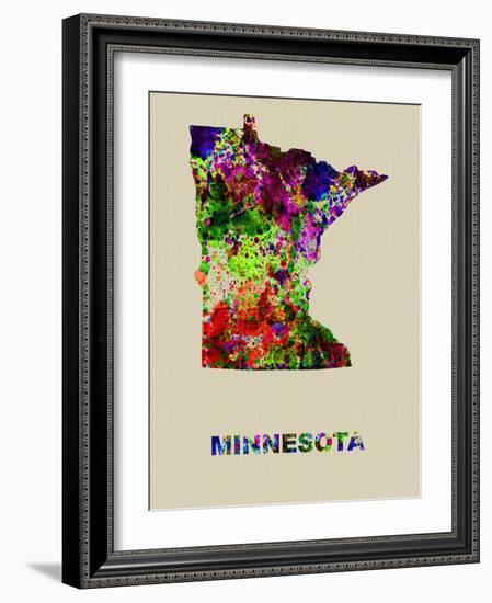 Minnesota Color Splatter Map-NaxArt-Framed Art Print