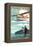 Minnesota - Float Plane and Fisherman-Lantern Press-Framed Stretched Canvas