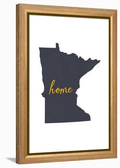 Minnesota - Home State - Gray on White-Lantern Press-Framed Stretched Canvas