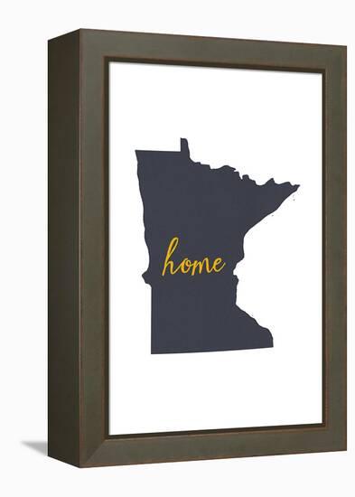 Minnesota - Home State - Gray on White-Lantern Press-Framed Stretched Canvas