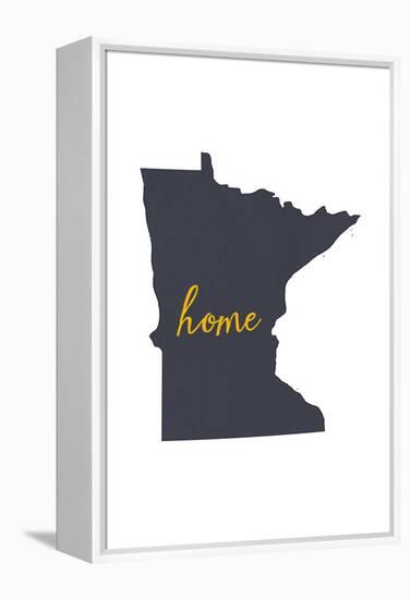Minnesota - Home State - Gray on White-Lantern Press-Framed Stretched Canvas