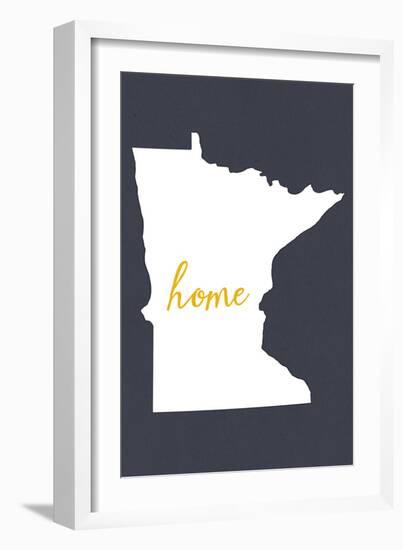 Minnesota - Home State - White on Gray-Lantern Press-Framed Art Print