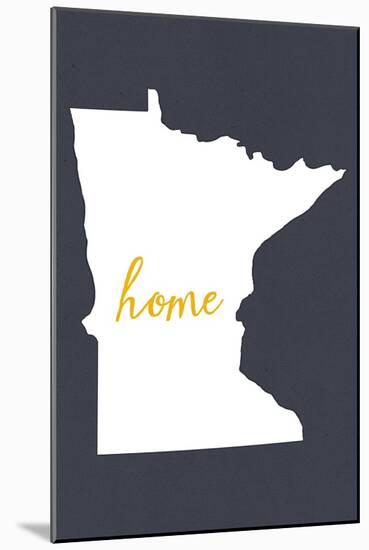 Minnesota - Home State - White on Gray-Lantern Press-Mounted Art Print