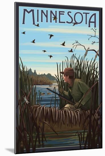 Minnesota - Hunter and Lake-Lantern Press-Mounted Art Print