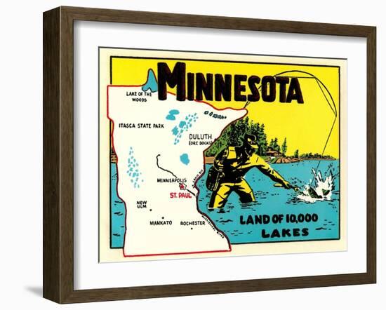 Minnesota, Land of 10,000 Lakes-null-Framed Art Print