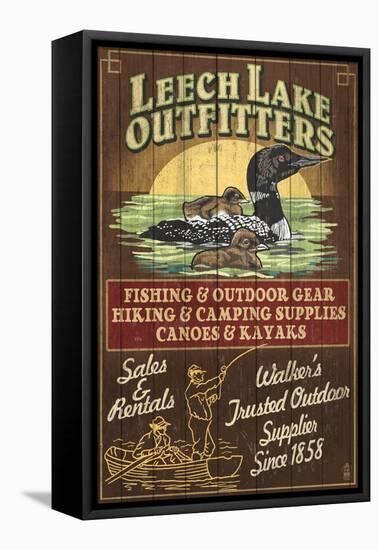 Minnesota - Leech Lake Outfitters Loon-Lantern Press-Framed Stretched Canvas