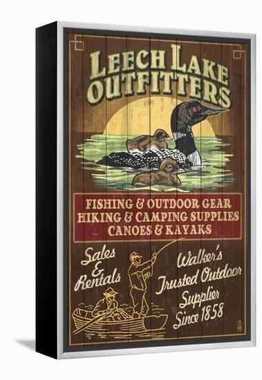 Minnesota - Leech Lake Outfitters Loon-Lantern Press-Framed Stretched Canvas