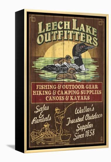 Minnesota - Leech Lake Outfitters Loon-Lantern Press-Framed Stretched Canvas