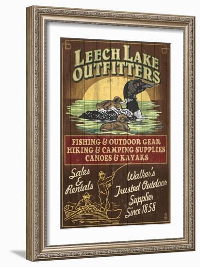 Minnesota - Leech Lake Outfitters Loon-Lantern Press-Framed Art Print