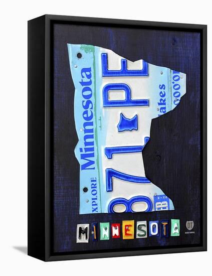 Minnesota License Plate Map-Design Turnpike-Framed Premier Image Canvas