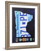 Minnesota License Plate Map-Design Turnpike-Framed Giclee Print