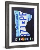 Minnesota License Plate Map-Design Turnpike-Framed Giclee Print