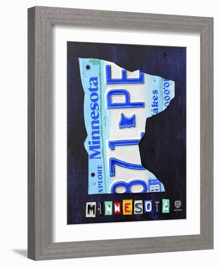 Minnesota License Plate Map-Design Turnpike-Framed Giclee Print