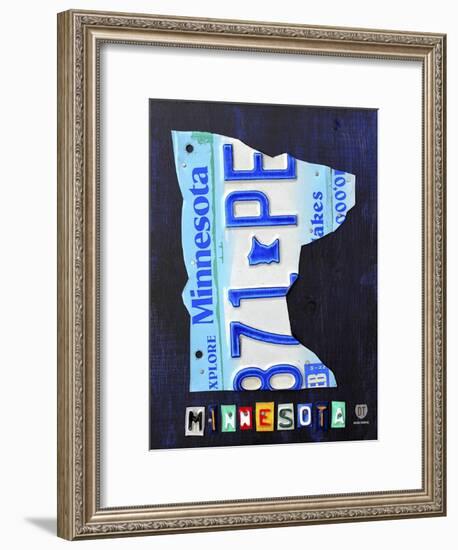 Minnesota License Plate Map-Design Turnpike-Framed Giclee Print