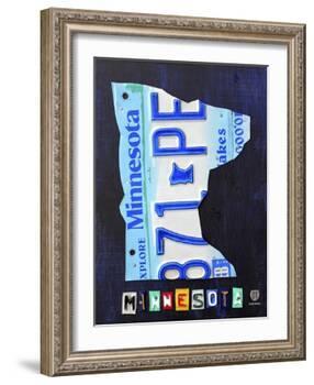 Minnesota License Plate Map-Design Turnpike-Framed Giclee Print