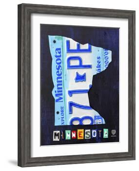 Minnesota License Plate Map-Design Turnpike-Framed Giclee Print
