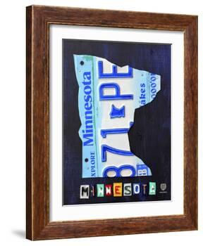 Minnesota License Plate Map-Design Turnpike-Framed Giclee Print