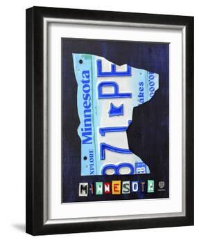 Minnesota License Plate Map-Design Turnpike-Framed Giclee Print