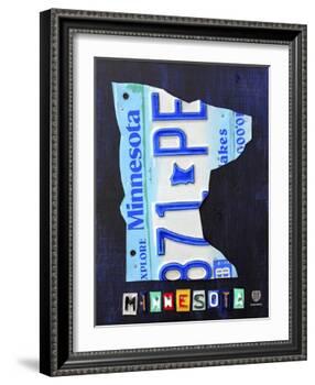 Minnesota License Plate Map-Design Turnpike-Framed Giclee Print