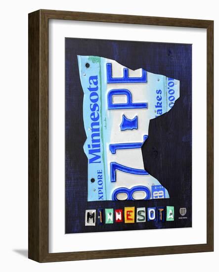 Minnesota License Plate Map-Design Turnpike-Framed Giclee Print