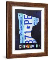 Minnesota License Plate Map-Design Turnpike-Framed Giclee Print