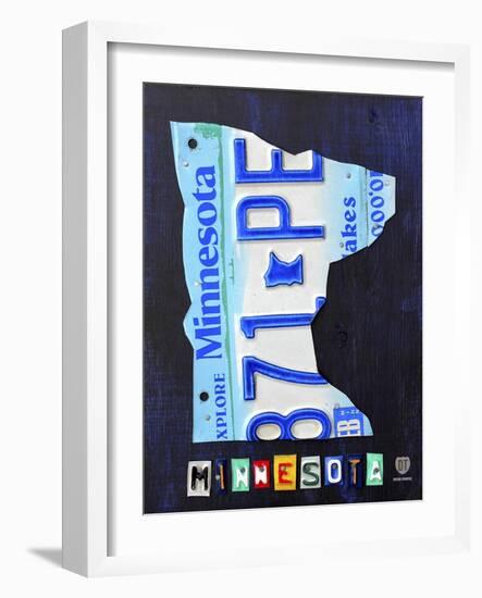 Minnesota License Plate Map-Design Turnpike-Framed Giclee Print