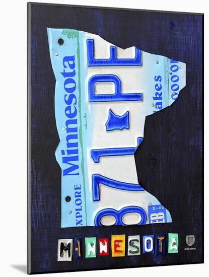 Minnesota License Plate Map-Design Turnpike-Mounted Giclee Print