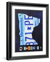 Minnesota License Plate Map-Design Turnpike-Framed Giclee Print