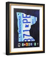 Minnesota License Plate Map-Design Turnpike-Framed Giclee Print