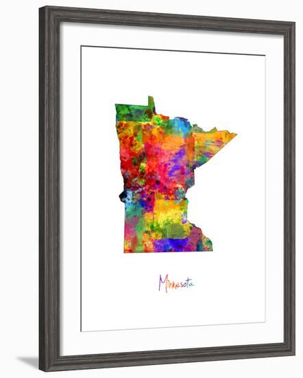 Minnesota Map-Michael Tompsett-Framed Art Print