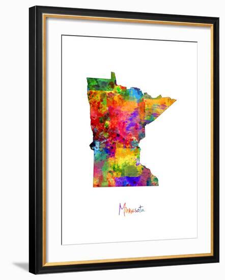 Minnesota Map-Michael Tompsett-Framed Art Print