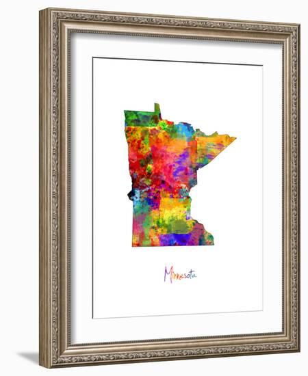 Minnesota Map-Michael Tompsett-Framed Art Print