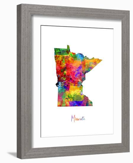 Minnesota Map-Michael Tompsett-Framed Art Print